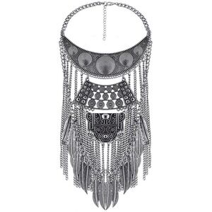 Chunky Bib Necklace Collar Necklaces Feathers Vintage Maxi Choker Statement Boho